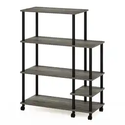 Walmart Furinno 35.2 W x 15.6 D x 46.1 H 5-Shelf Freestanding Shelves, French Oak Gray and Black offer