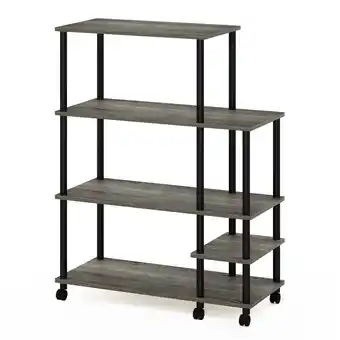 Walmart Furinno 35.2 W x 15.6 D x 46.1 H 5-Shelf Freestanding Shelves, French Oak Gray and Black offer