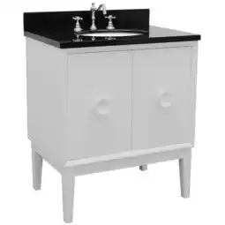 Walmart Bellaterra Home 31 Single vanity in White finish top with Black galaxy and oval sink offer