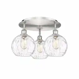 Walmart Innovations Lighting Athens Water Glass - 3 Light 20 Flush Mount Clear Water Glass/Satin Nickel offer