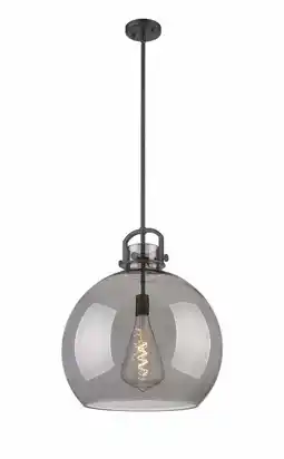 Walmart Innovations Lighting Newton Sphere - 1 Light 18 Stem Hung Pendant Matte Black/Plated Smoke offer