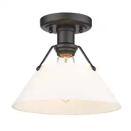 Walmart Golden Lighting Orwell 1-Light Metal Flush Mount in Matte Black/White offer