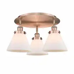 Walmart Innovations Lighting Cone - 3 Light 20 Flush Mount Antique Copper/Matte White offer