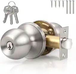 Walmart ODDPC Door Knobs with Lock and Key,Lock for door,Adjustable latch-Satin Nickel offer