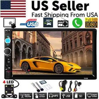 Walmart 7 Double 2 DIN Car MP5 Player Bluetooth Touch Screen Stereo Radio With Camera offer