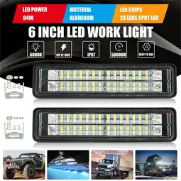 Walmart INTELIVE Pair 6inch 3000LM Flood LED Light Bar Fog Headlight Off-Road Work Light for Truck SUV ATV offer