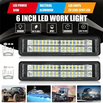 Walmart INTELIVE Pair 6inch 3000LM Flood LED Light Bar Fog Headlight Off-Road Work Light for Truck SUV ATV offer