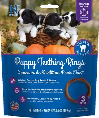 Walmart N-Bone Dental Treat Puppy Teething Rings Pumpkin 3pk 3.6 oz offer