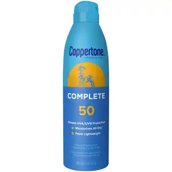 Walmart Coppertone Complete Sunscreen Spray, SPF 50 Spray Sunscreen, 5.5 Oz offer