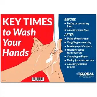 Walmart Global Industrial Key Times to Wash Your Hands Sign, 14W x 10H, Wall Adhesiv offer