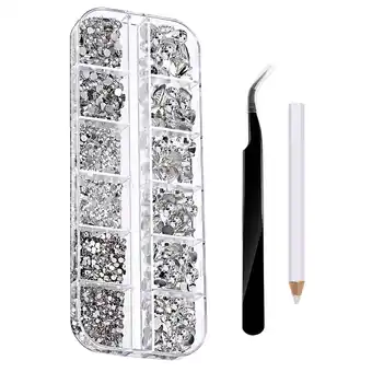 Walmart yelldesk clearance 2000 Of Crystal Rhinestones In 6 Sizes With Nail Clippers And Picking Pen offer