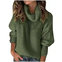 Walmart Patlollav Autumn/Winter Womens Sweaters Turtleneck Pullover Knitting Long Sleeve Solid Tops offer