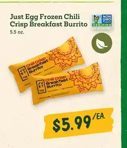 Sprouts Farmers Market Just Egg Frozen Chili Crisp Breakfast Burrito offer