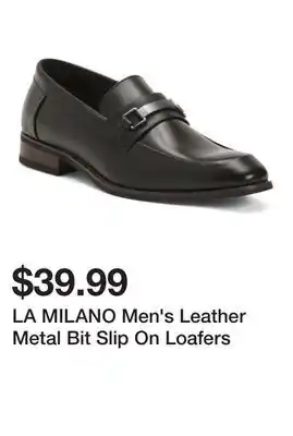 Marshalls LA MILANO Men's Leather Metal Bit Slip On Loafers offer