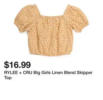 Marshalls RYLEE + CRU Big Girls Linen Blend Skipper Top offer