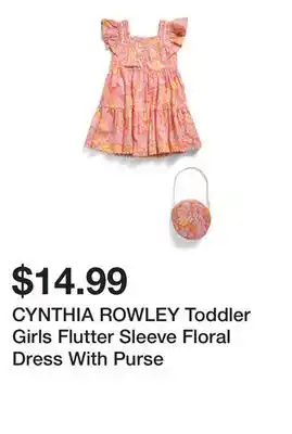 Marshalls CYNTHIA ROWLEY Toddler Girls Flutter Sleeve Floral Dress With Purse offer