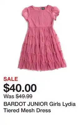 Marshalls BARDOT JUNIOR Girls Lydia Tiered Mesh Dress offer