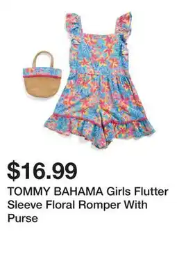 Marshalls TOMMY BAHAMA Girls Flutter Sleeve Floral Romper With Purse offer