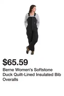 Tractor Supply Company Berne Women's Softstone Duck Quilt-Lined Insulated Bib Overalls offer