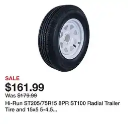 Tractor Supply Company Hi-Run ST205/75R15 8PR ST100 Radial Trailer Tire and 15x5 5-4.5 Wheel Assembly, White offer