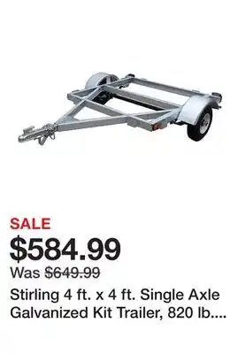 Tractor Supply Company Stirling 4 ft. x 4 ft. Single Axle Galvanized Kit Trailer, 820 lb. Max Capacity offer