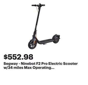 Best Buy Segway - Ninebot F2 Pro Electric Scooter w/34 miles Max Operating Range & 20 mph Max Speed - Black offer