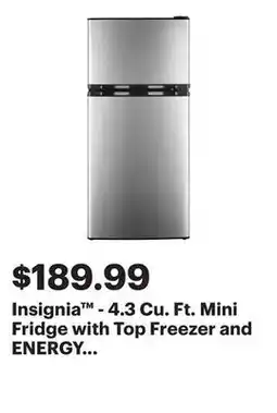 Best Buy Insignia - 4.3 Cu. Ft. Mini Fridge with Top Freezer and ENERGY STAR Certification - Stainless Steel offer