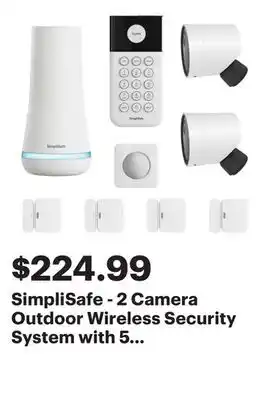 Best Buy SimpliSafe - 2 Camera Outdoor Wireless Security System with 5 Sensors - White offer