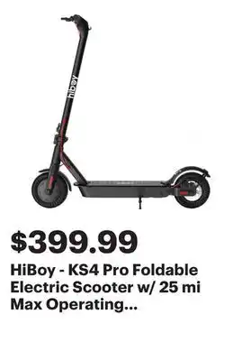 Best Buy HiBoy - KS4 Pro Foldable Electric Scooter w/ 25 mi Max Operating Range & 19 mph Max Speed - Black offer