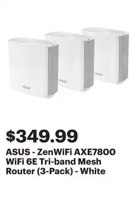 Best Buy ASUS - ZenWiFi AXE7800 WiFi 6E Tri-band Mesh Router (3-Pack) - White offer