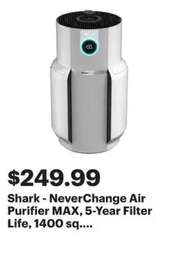 Best Buy Shark - NeverChange Air Purifier MAX, 5-Year Filter Life, 1400 sq. Ft - White offer