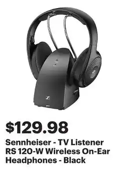 Best Buy Sennheiser - TV Listener RS 120-W Wireless On-Ear Headphones - Black offer