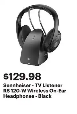 Best Buy Sennheiser - TV Listener RS 120-W Wireless On-Ear Headphones - Black offer