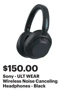 Best Buy Sony - ULT WEAR Wireless Noise Canceling Headphones - Black offer