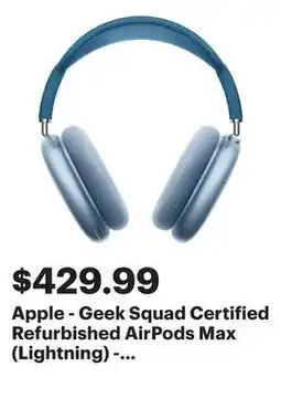 Best Buy Apple - Geek Squad Certified Refurbished AirPods Max (Lightning) - Sky Blue offer