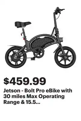 Best Buy Jetson - Bolt Pro eBike with 30 miles Max Operating Range & 15.5 mph Max Speed - Black offer