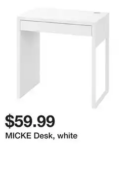 Ikea MICKE Desk, white offer