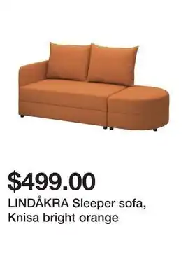 Ikea LINDÅKRA Sleeper sofa, Knisa bright orange offer