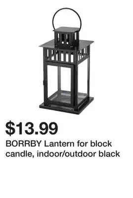 Ikea BORRBY Lantern for block candle, indoor/outdoor black offer