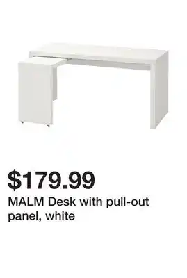 Ikea MALM Desk with pull-out panel, white offer