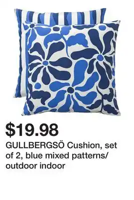 Ikea GULLBERGSÖ Cushion, set of 2, blue mixed patterns/outdoor indoor offer