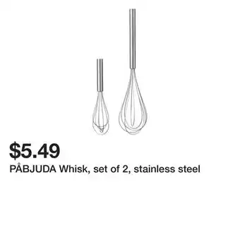 Ikea PÅBJUDA Whisk, set of 2, stainless steel offer