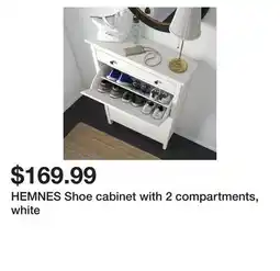 Ikea HEMNES Shoe cabinet with 2 compartments, white offer