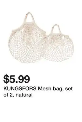 Ikea KUNGSFORS Mesh bag, set of 2, natural offer