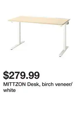 Ikea MITTZON Desk, birch veneer/white offer