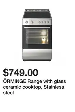 Ikea ÖRMINGE Range with glass ceramic cooktop, Stainless steel offer