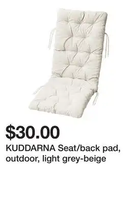 Ikea KUDDARNA Seat/back pad, outdoor, light grey-beige offer