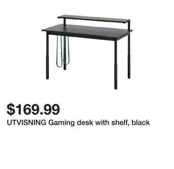 Ikea UTVISNING Gaming desk with shelf, black offer