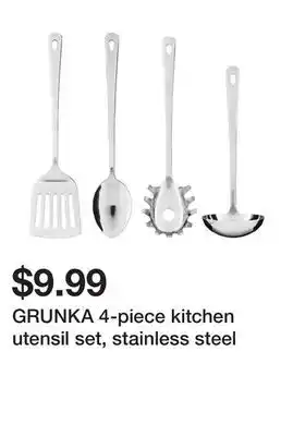 Ikea GRUNKA 4-piece kitchen utensil set, stainless steel offer