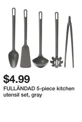 Ikea FULLÄNDAD 5-piece kitchen utensil set, gray offer